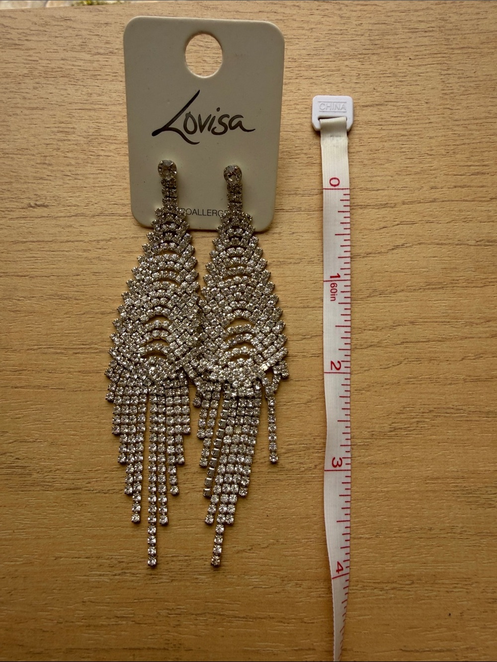 Silver-Tone Crystal Fringe Statement Earrings Pageant Earrings